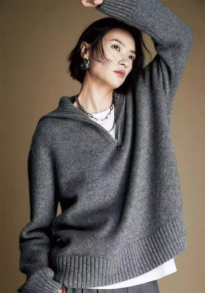 Mary Cashmere Quarter-Zip Sweater