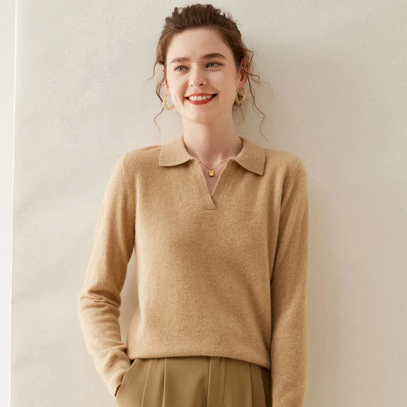 Aurora Cashmere Long-Sleeve Polo