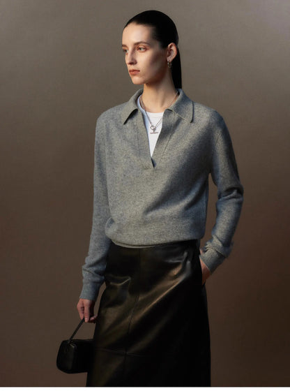 Diana Pure Cashmere Polo Sweater