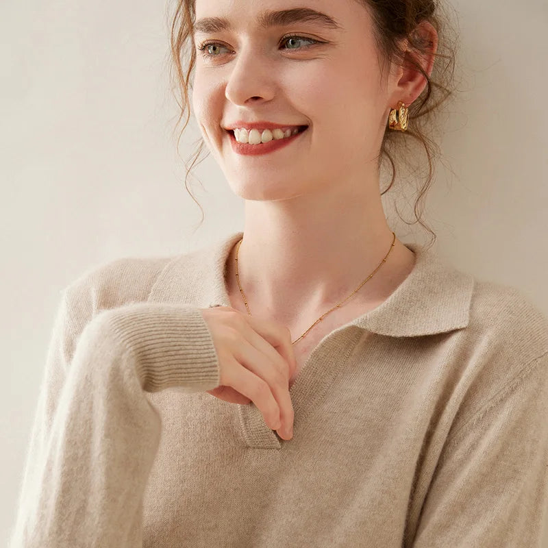 Aurora Cashmere Long-Sleeve Polo