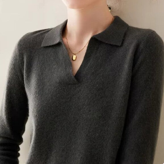 Aurora Cashmere Long-Sleeve Polo